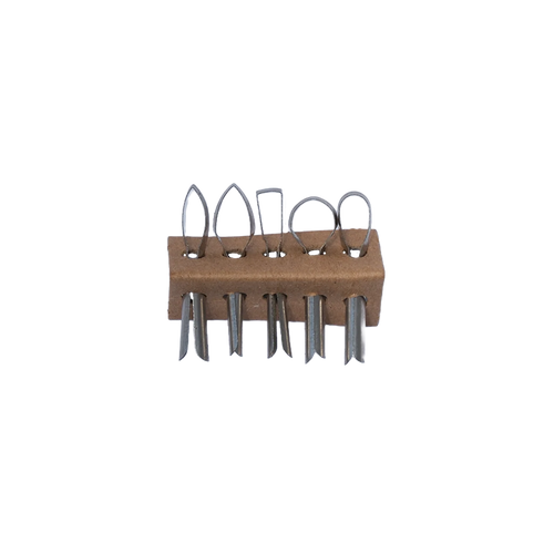 The five Arc carving blades for the BuschKraft Dragonfly tool in their holder