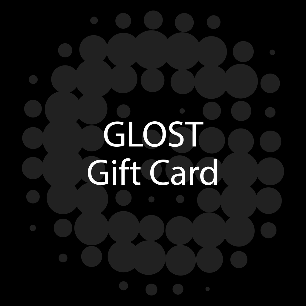 GLOST gift card, black with the dotted logo