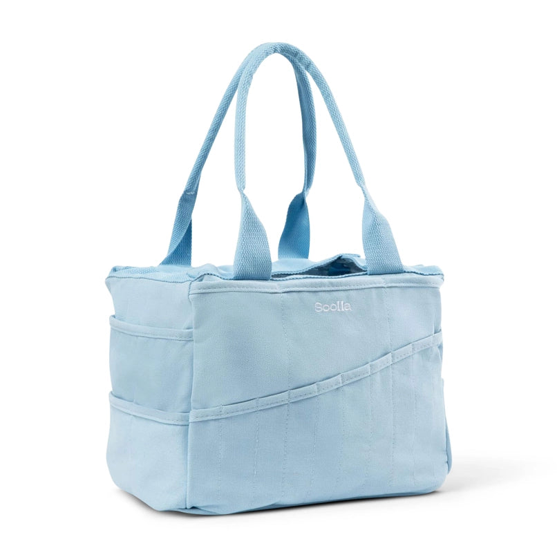 Soolla studio tool bag in pale blue, with outside pockets