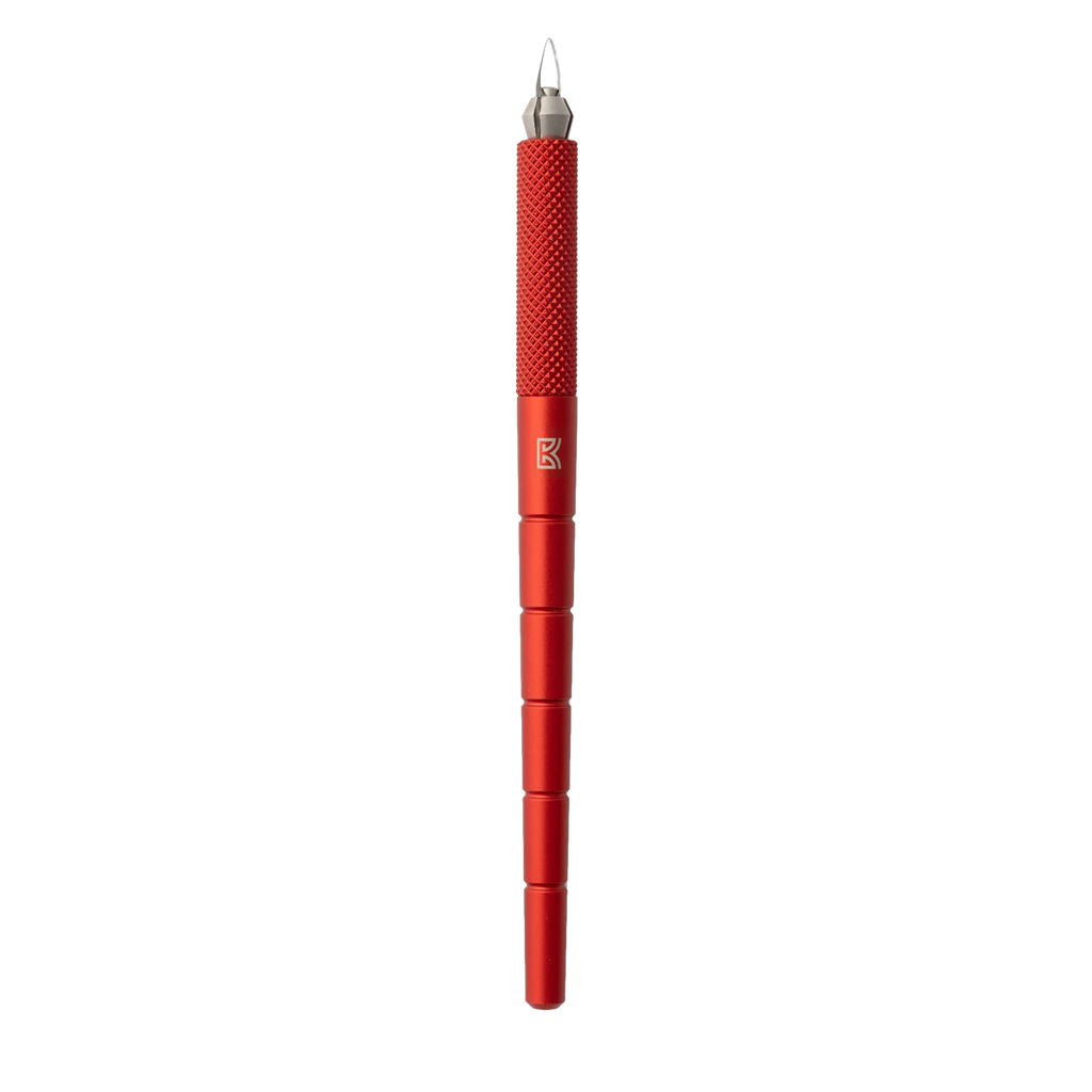 BuschKraft Dragonfly tool with a fine pointed blade on a red knurled aluminium handle