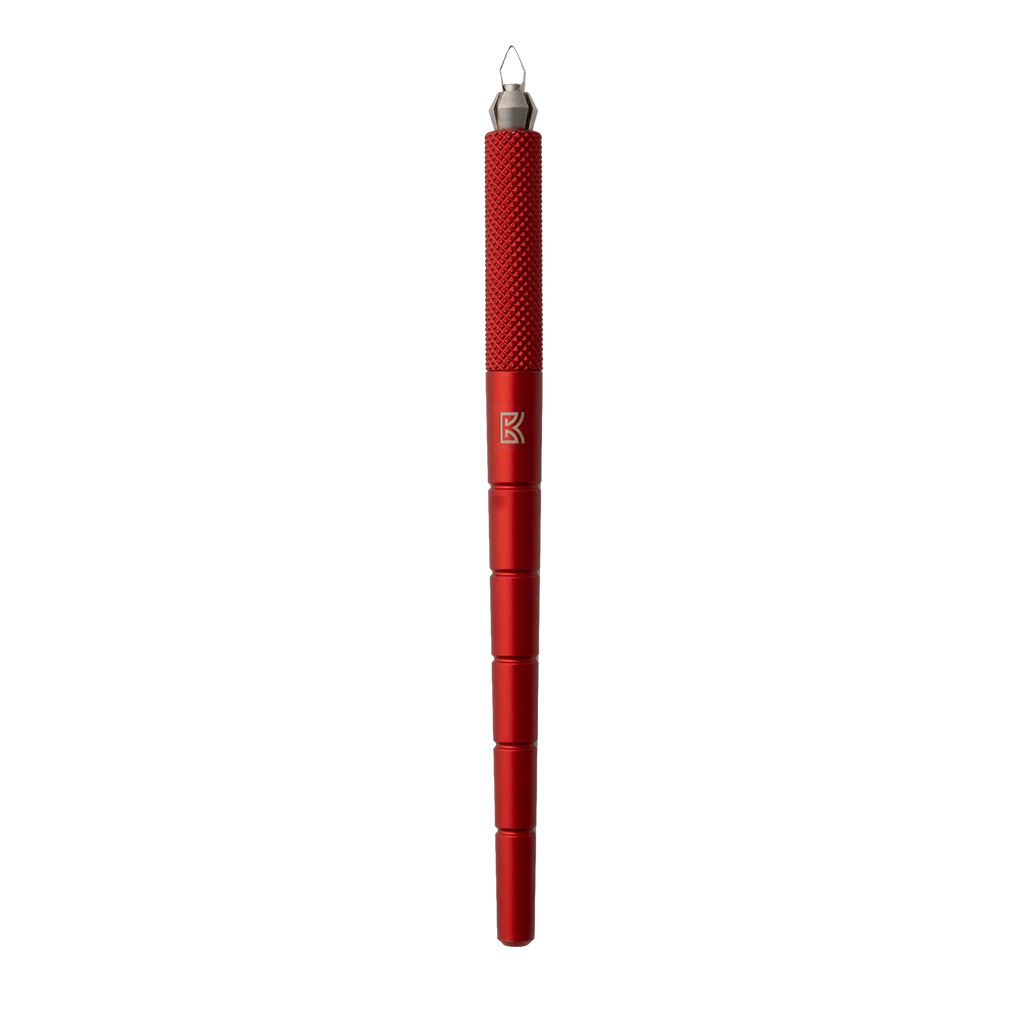 BuschKraft Dragonfly tool with a small pointed blade on a red knurled aluminium handle