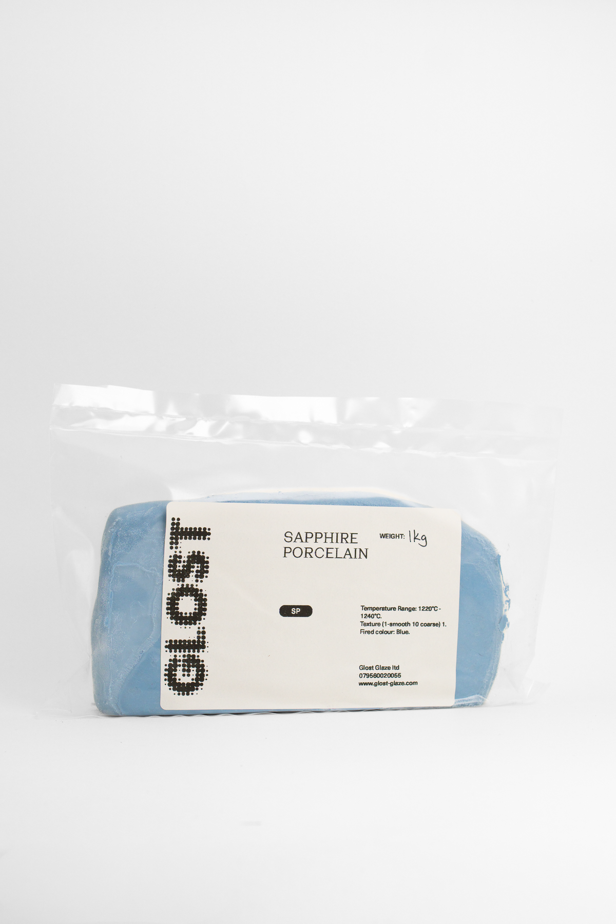 Sapphire porcelain clay from GLOST, a smooth blue-grey body that fires bright white