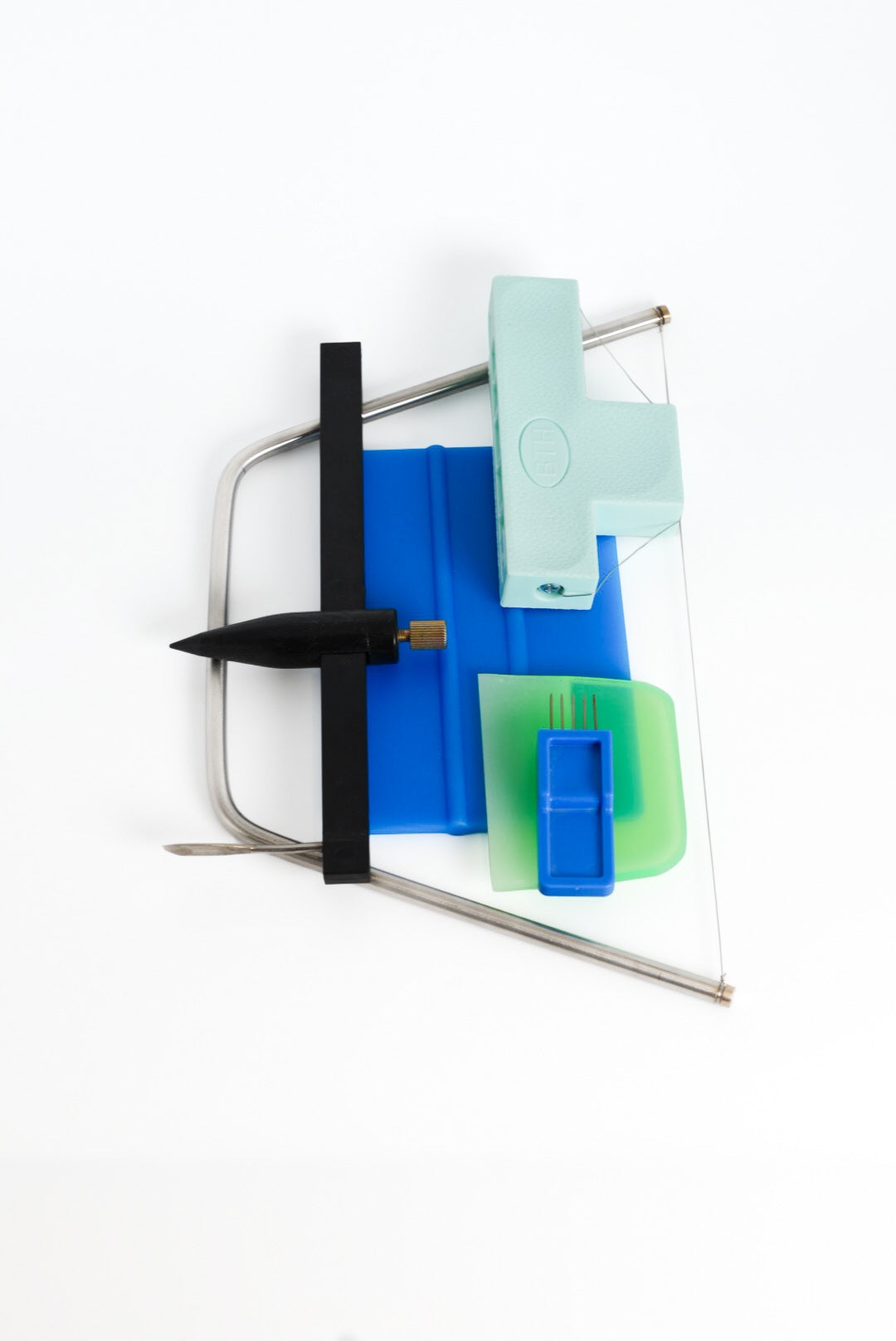 Close view of the handbuilding tools in the GLOST set.