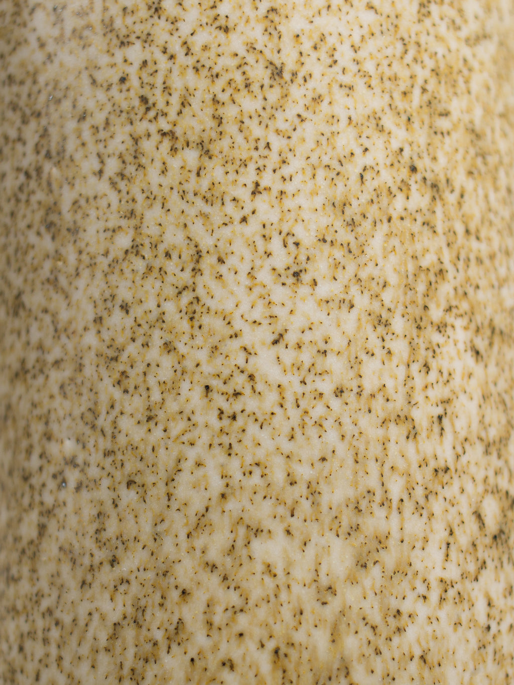 Close view of the Speckle Matt surface, fine dark and ochre specks across a creamy ground