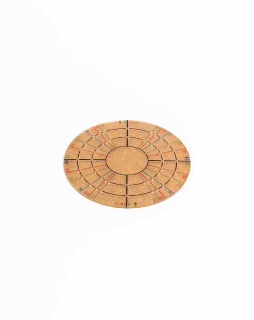 Circular pottery ruler for finding centres and sizing bases and lids, from GLOST