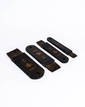 Flat brushes with dark wooden handles