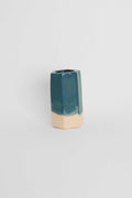 Fired sample tile showing Teal ceramic stain by GLOST Glaze in a transparent glaze on white stoneware
