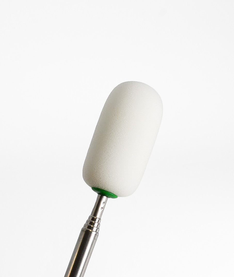 Telescopic sponge on a stick: synthetic sponge head on an extendable handle, for reaching inside tall or narrow thrown vessels.