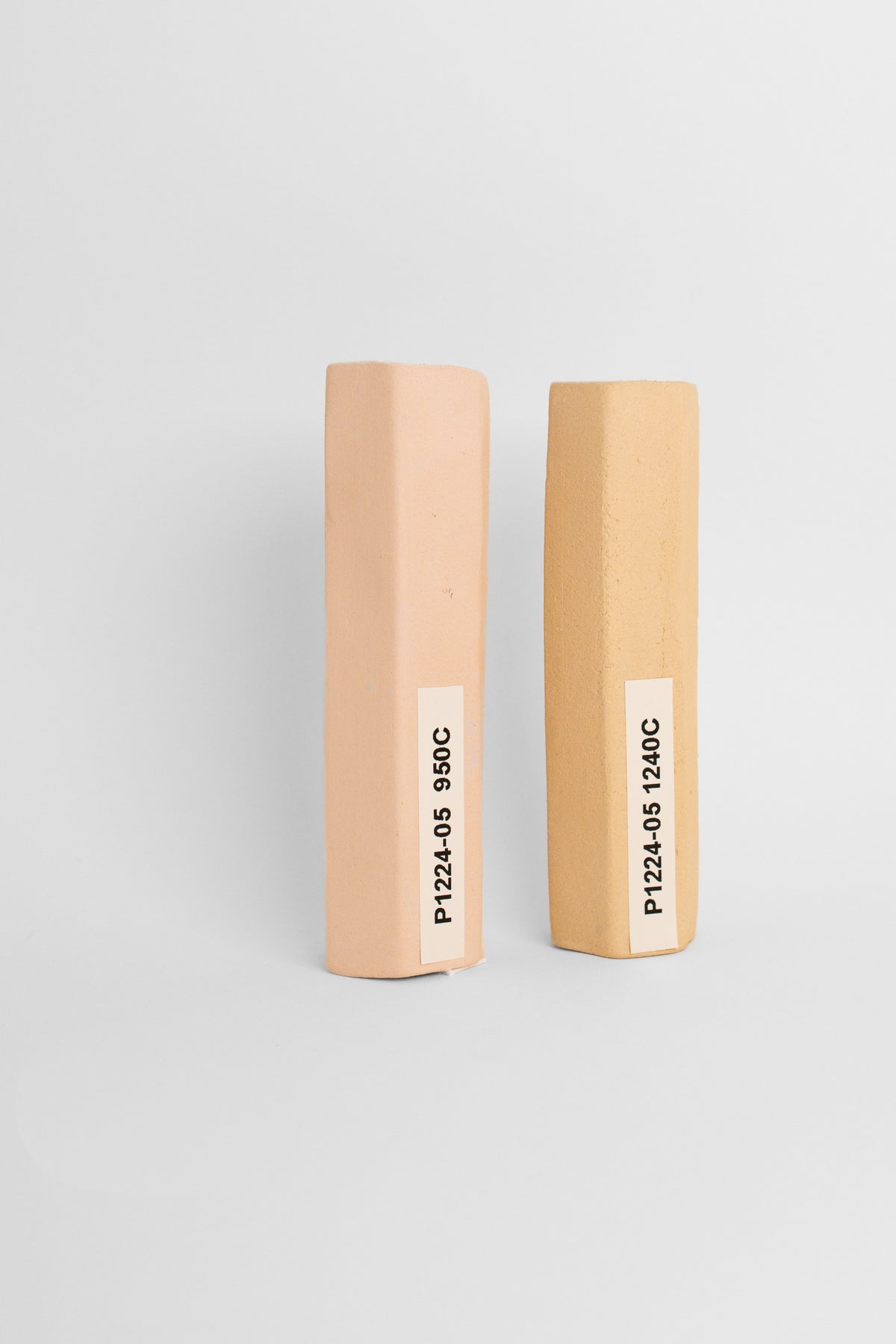 Smooth Body Paper Clay ES200 test tiles, fired at 950C and 1240C