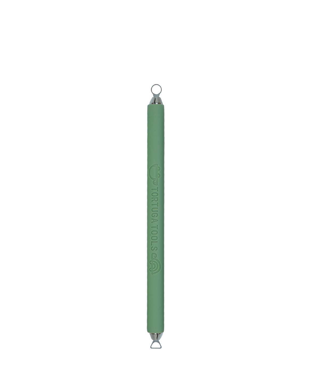 Tortuga Tools The Mini Delta & Loop, Moss colourway: a double-ended trimming tool with a small round loop and a small triangular delta, green handle.