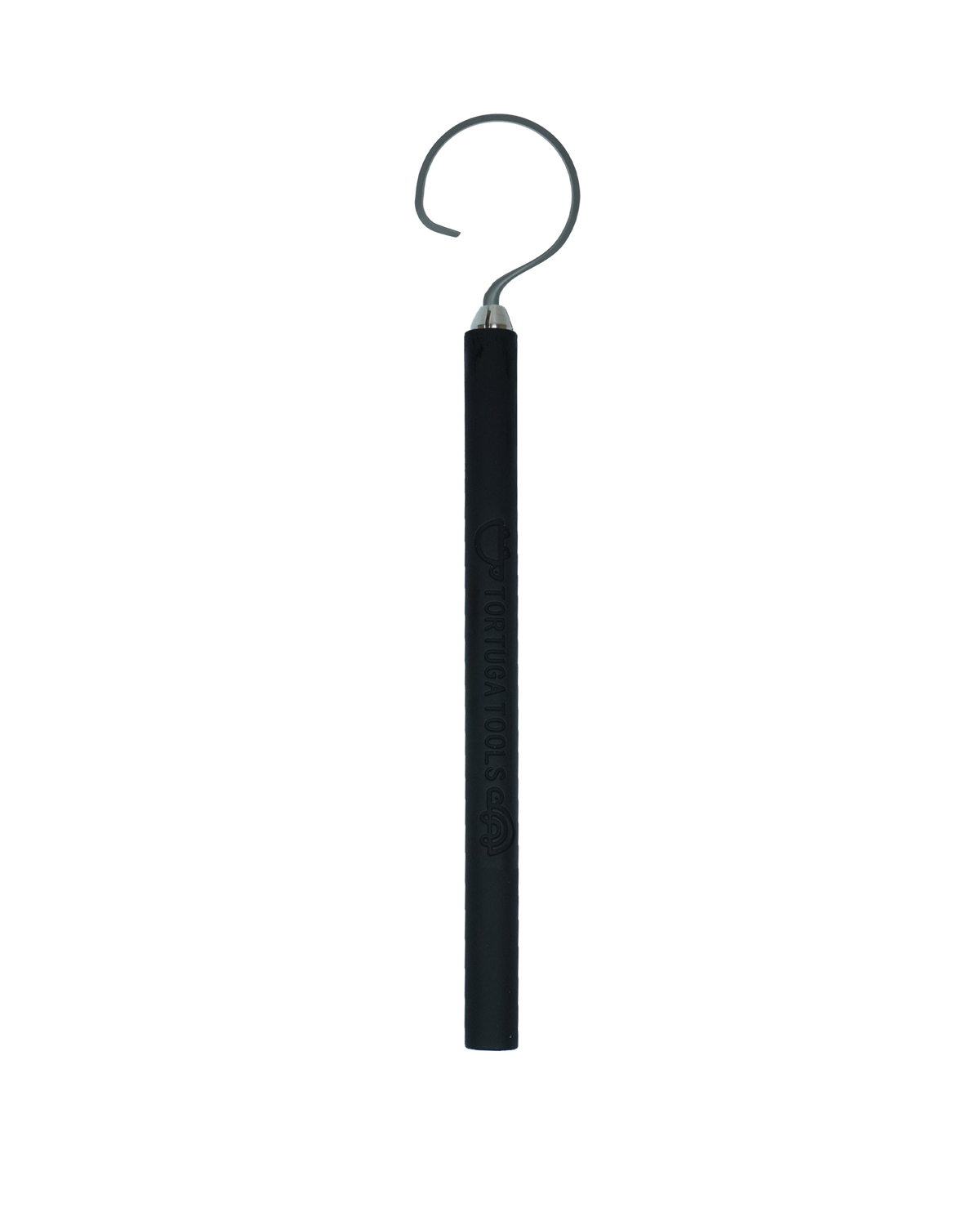 Tortuga Tools The Hook trimming tool, Pepper colourway: a hooked tungsten carbide tip with a flat thumb rest, on a silicone handle.