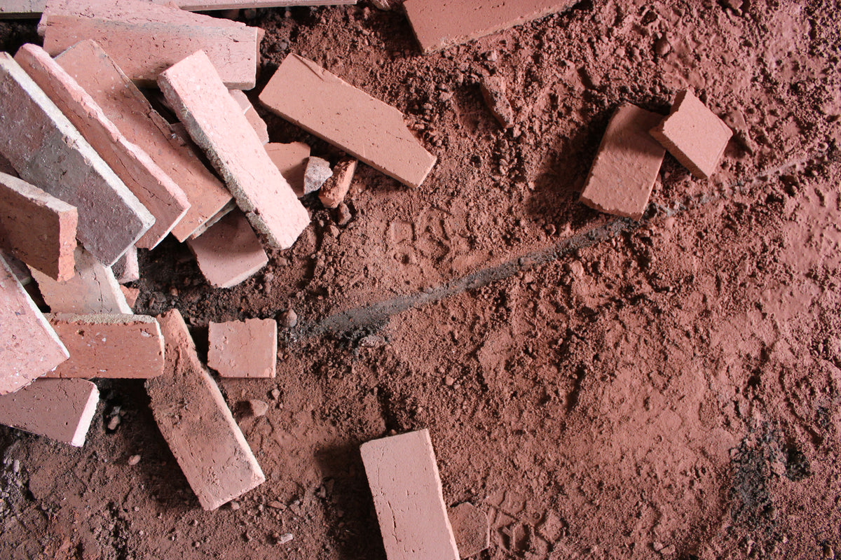 Brick cut sludge collected from a demolition site, a raw material for Alternative Ceramics Supply