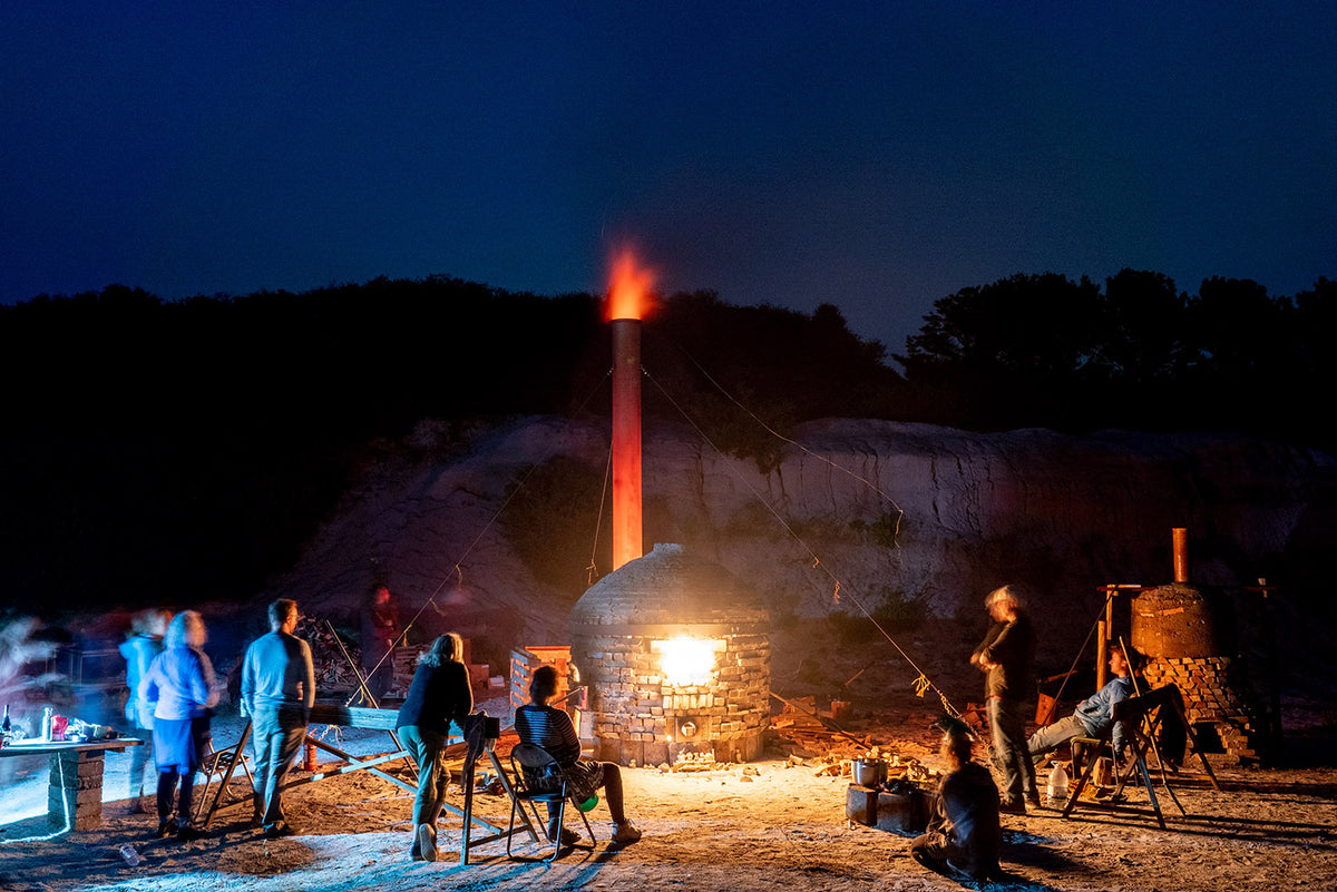 A beehive kiln firing, photographed by James Darling